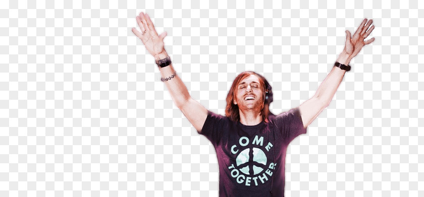 Mixing David Guetta PNG Guetta, in black come together-printed crew-neck t-shirt raising hands clipart PNG