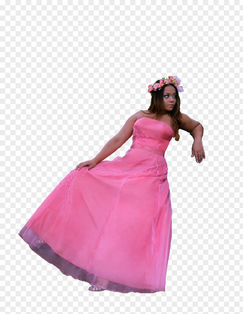 Forest Fairy Tale Gown Cocktail Dress Shoulder Pink M PNG