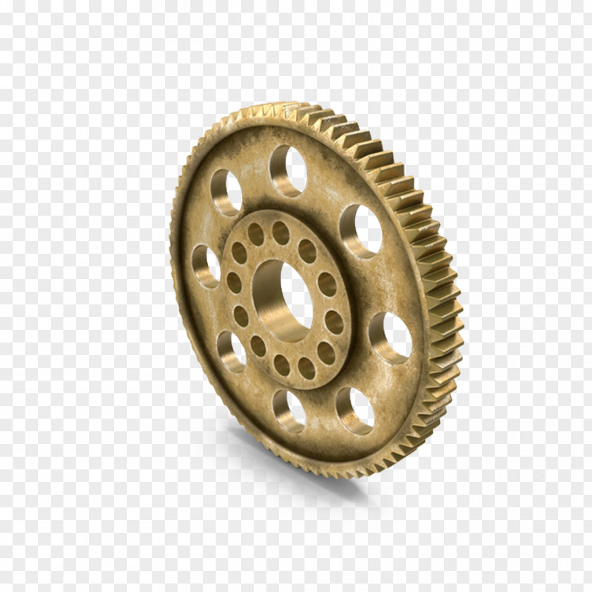 Aged Brass Spur Gear Rotation PNG