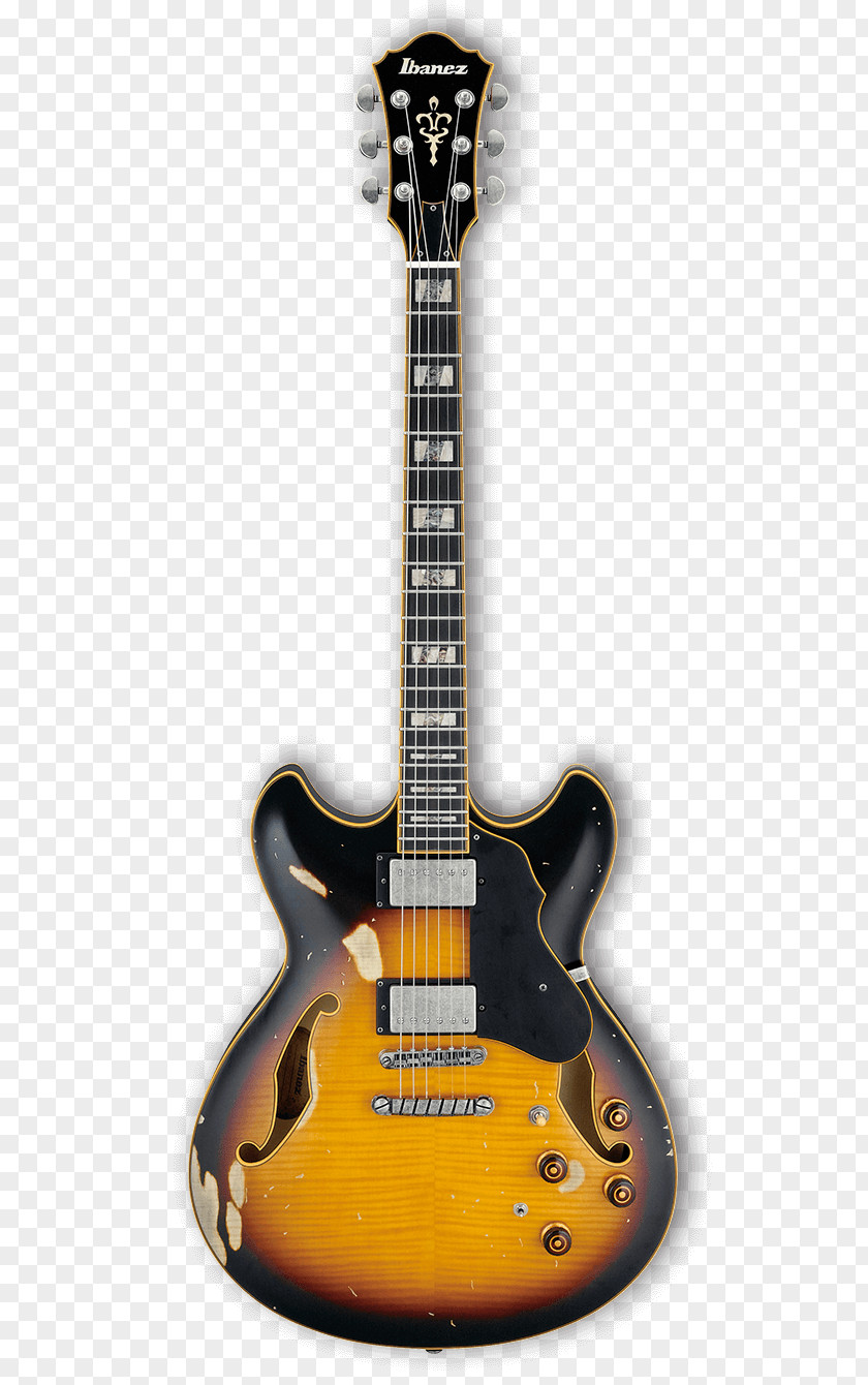 Cheap Electric Guitars Classic Ibanez Guitar Semi-acoustic Sunburst PNG