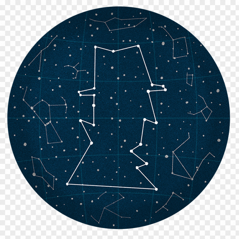 Old School Tattoo Constellation Cobalt Blue Space Pattern PNG