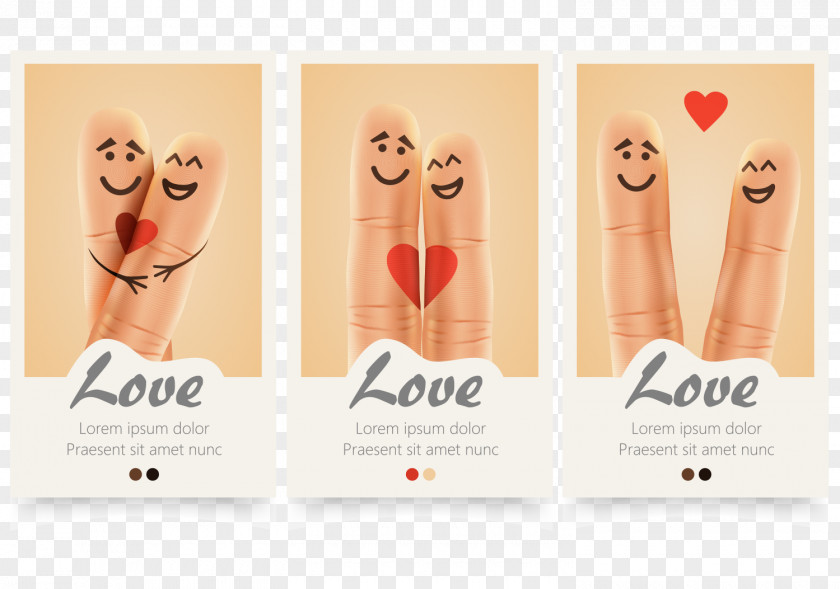 3 Creative Finger Couple Card Vector Material Love Heart Intimate Relationship PNG