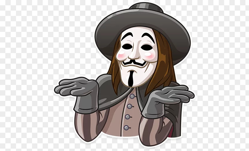 Guy Fawkes Mask Sticker Telegram Cartoon Thumb PNG