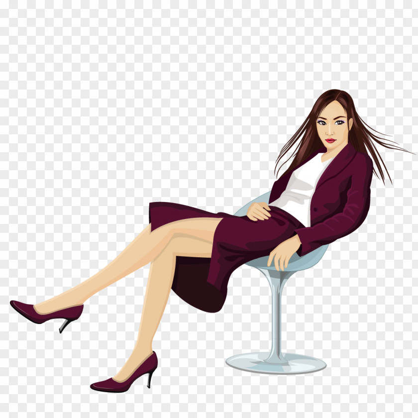 Beauty Sitting On Chair Download PNG