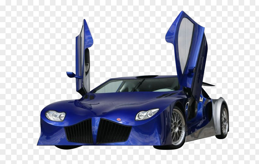 Blue Luxury Sports Car Bugatti Veyron SSC Aero Tuatara PNG