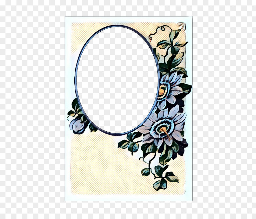 Wildflower Morning Glory Circle Pattern Mirror Plant Rectangle PNG