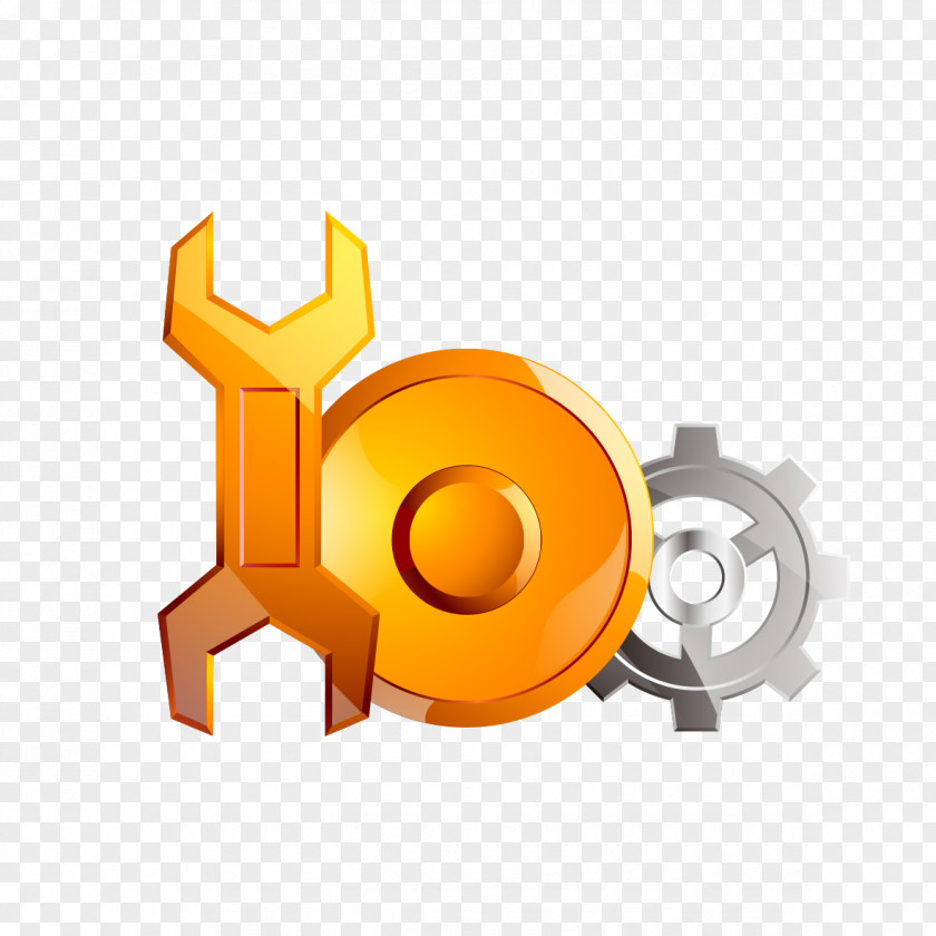 Golden Gear Wrench Clip Art PNG