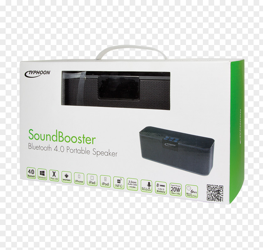 Volume Booster Typhoon SoundBooster Bluetooth 4.0 Lautsprecher Speaker With NFC Loudspeaker Electronics Multimedia PNG