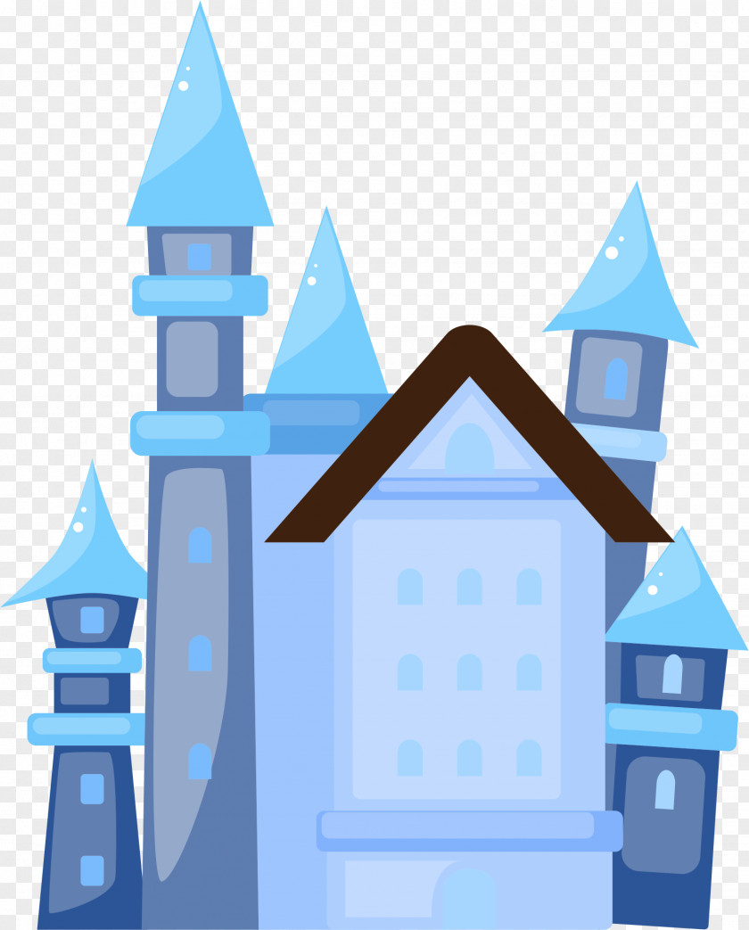 Blue Castle Cartoon Illustration PNG