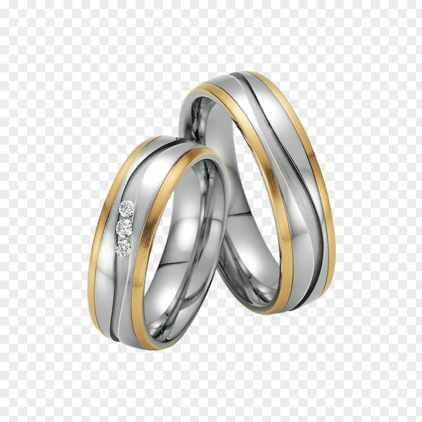 Ring Wedding Silver Gold Edelstaal PNG