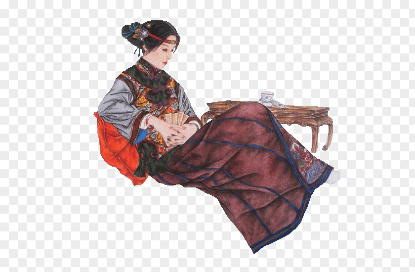Ancient Chinese Woman Meditating Dream Of The Red Chamber Water Margin You Erjie Xue Baochai U5c24u6c0f PNG