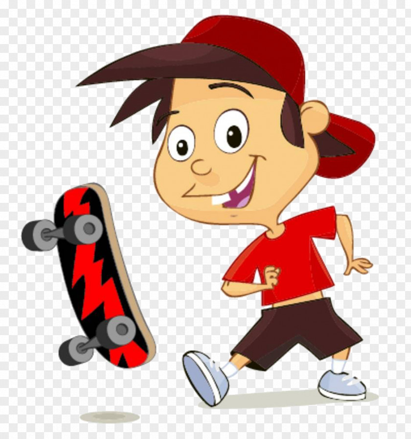 Cartoon Boy Skateboard Stock Photography English Skateboarding Illustration PNG