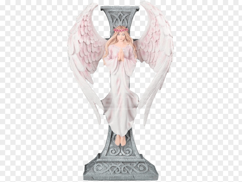 Praying Angel Statue Figurine Cross Prayer PNG