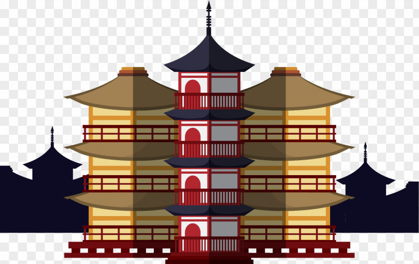 Vector Hand-painted Japanese Temple Japan Clip Art PNG