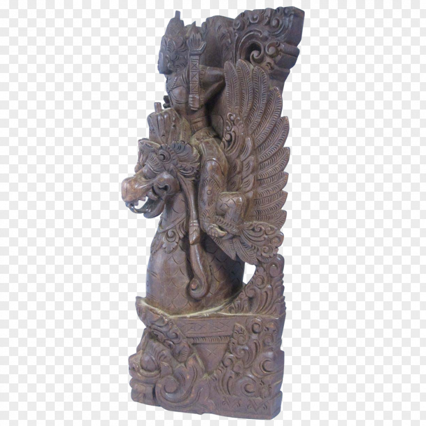Vishnu Wood Carving Statue Garuda PNG