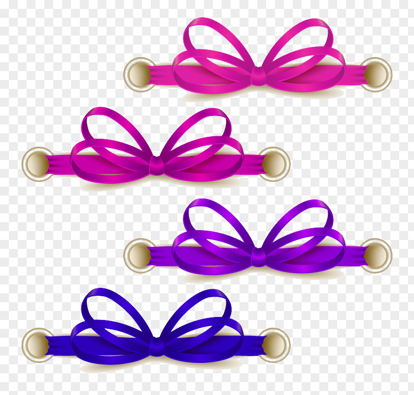 4 Color Ribbon Bow Vector Material Clip Art PNG