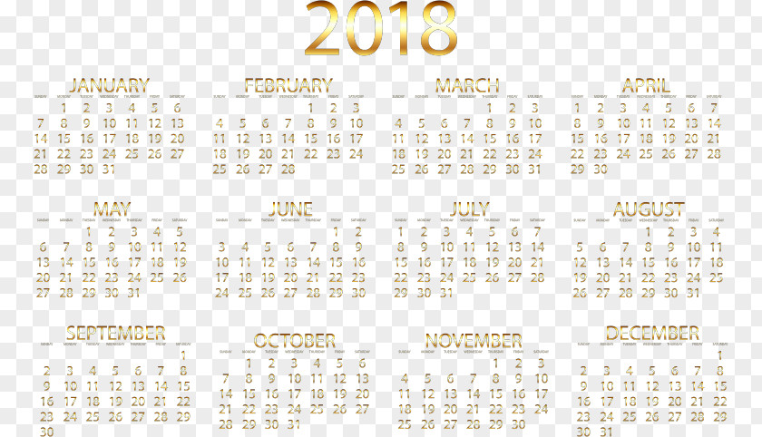 Calendar 2018 Date 0 Time PNG