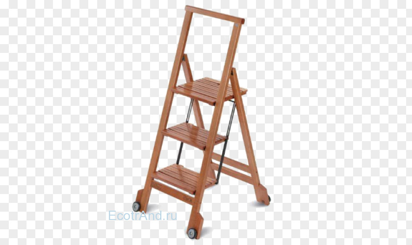 Ladder Stool Wood Keukentrap Chair PNG