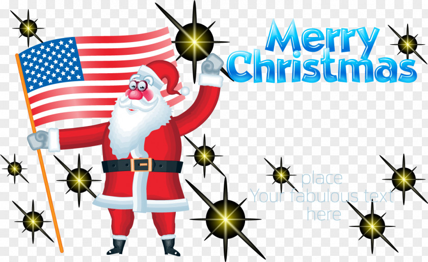 Santa Claus Holding American Flag Of The United States Clip Art PNG