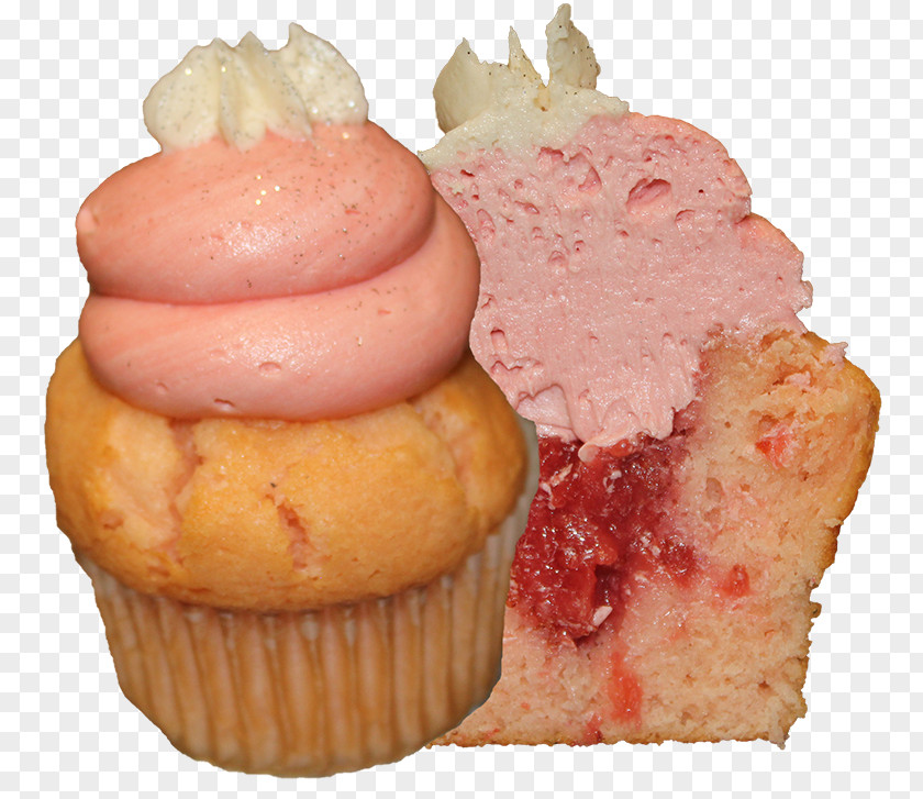 Strawberry Slices Cupcake Muffin Buttercream Frozen Dessert PNG
