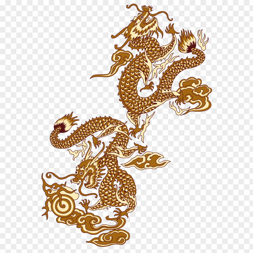 Golden Chinese Wind Dragon Material China PNG