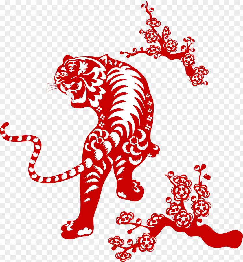 Beautiful Paper-cut Tiger Cdr Drawing Clip Art PNG