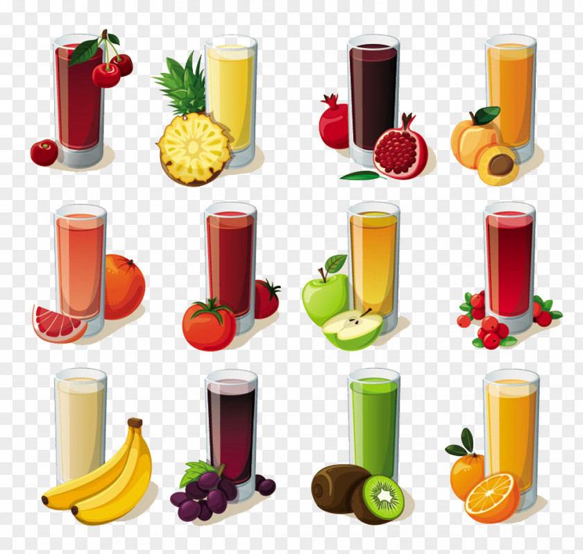 Cartoon Fruit And Juices Juice Illustration PNG