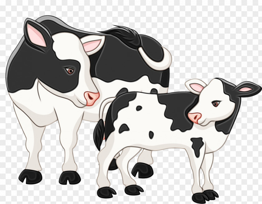 Cowgoat Family Blackandwhite Dairy Cow Bovine Cartoon Animal Figure Calf PNG