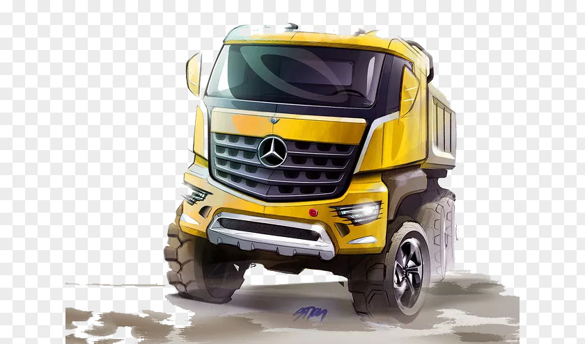 Mercedes Benz Hand-painted Truck Mercedes-Benz Short Bonnet Trucks Car Actros PNG