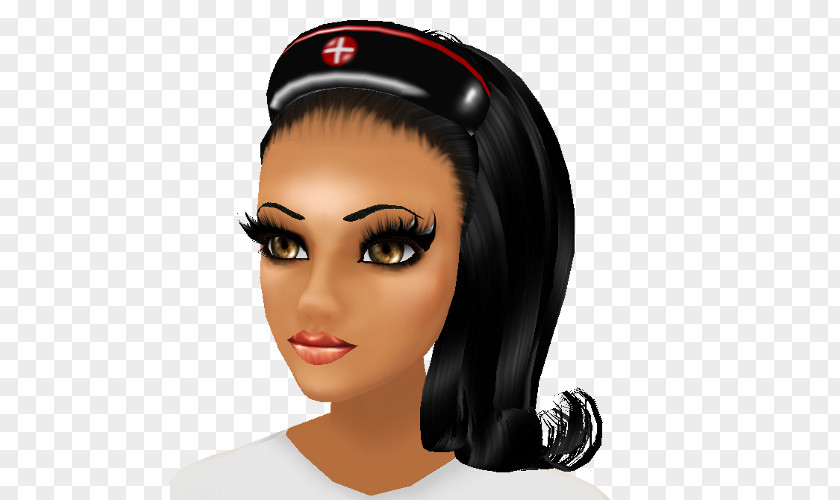 Nurse Hat Black Hair Eyebrow Eyelash Brown Coloring PNG