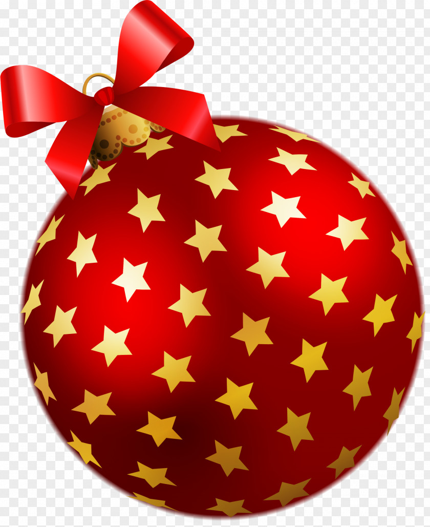 Red Star Ball Christmas Ornament PNG