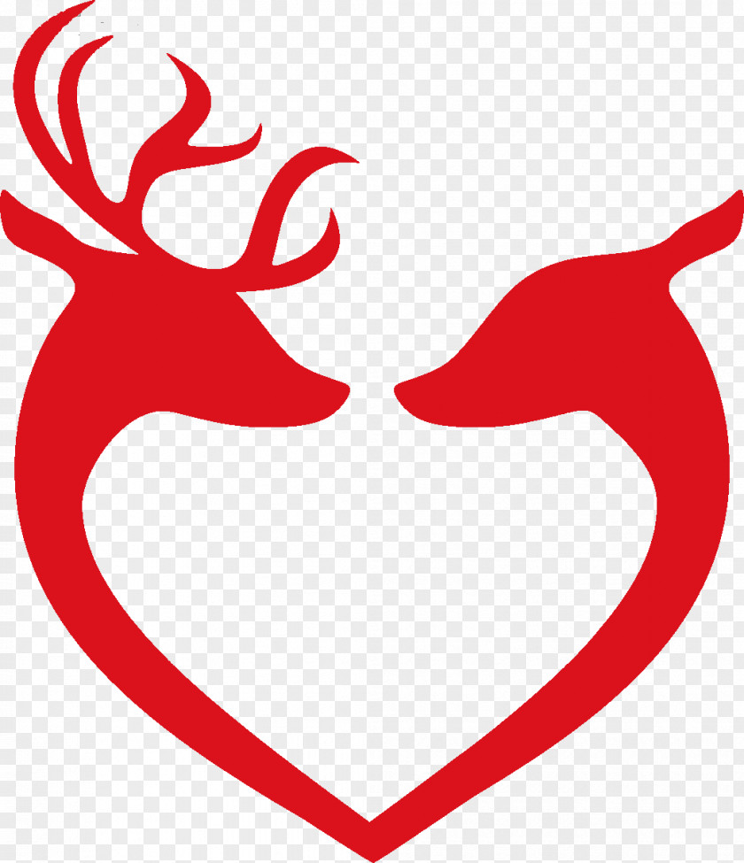 Red Deer Heart Silhouette Clip Art PNG