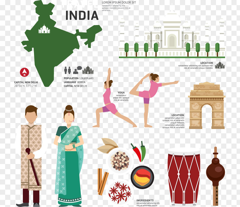 Flat TourismIndia India Royalty-free Illustration PNG