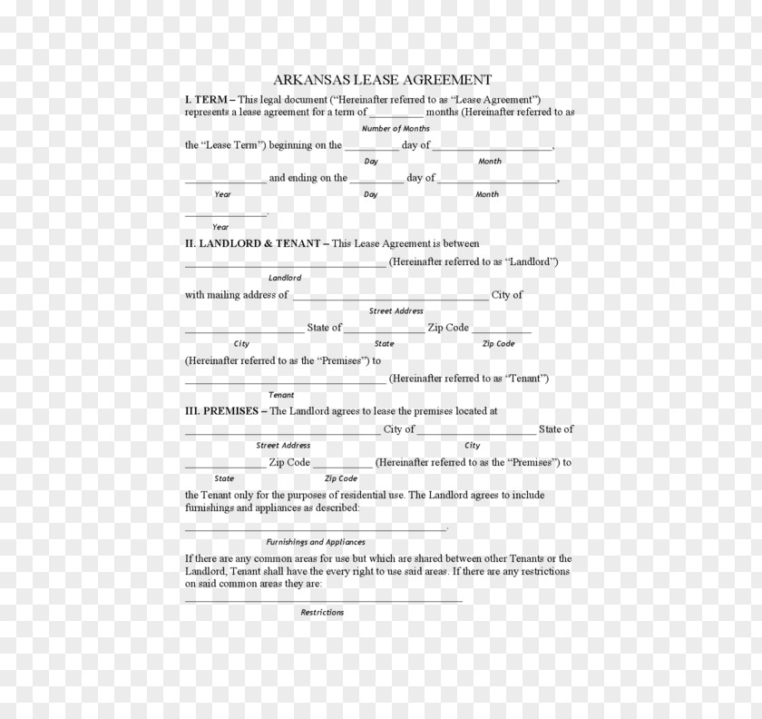 Landlords Rental Agreement Lease Contract Form Apartment PNG