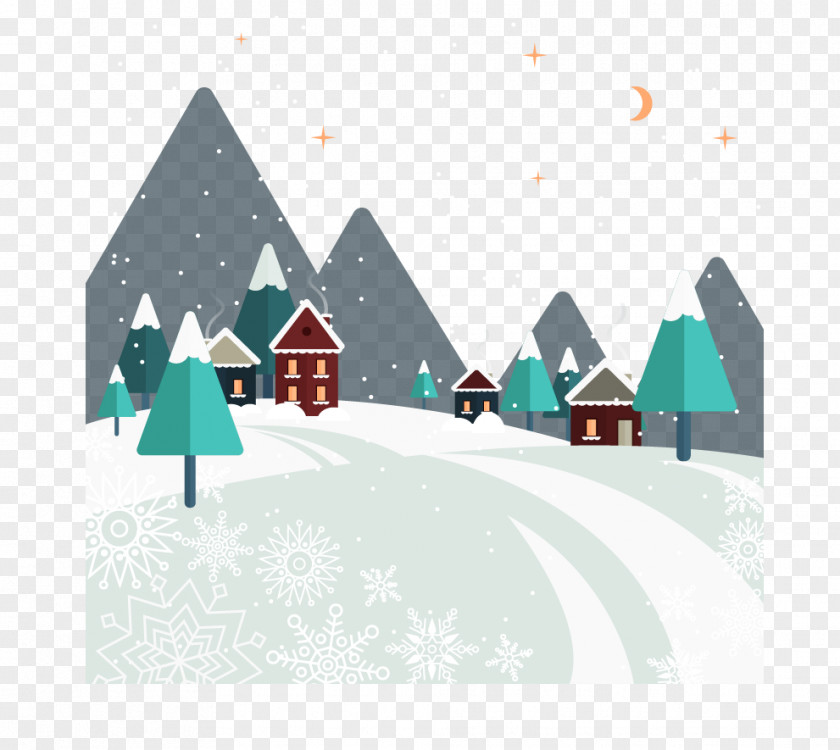 Winter Night Landscape PNG