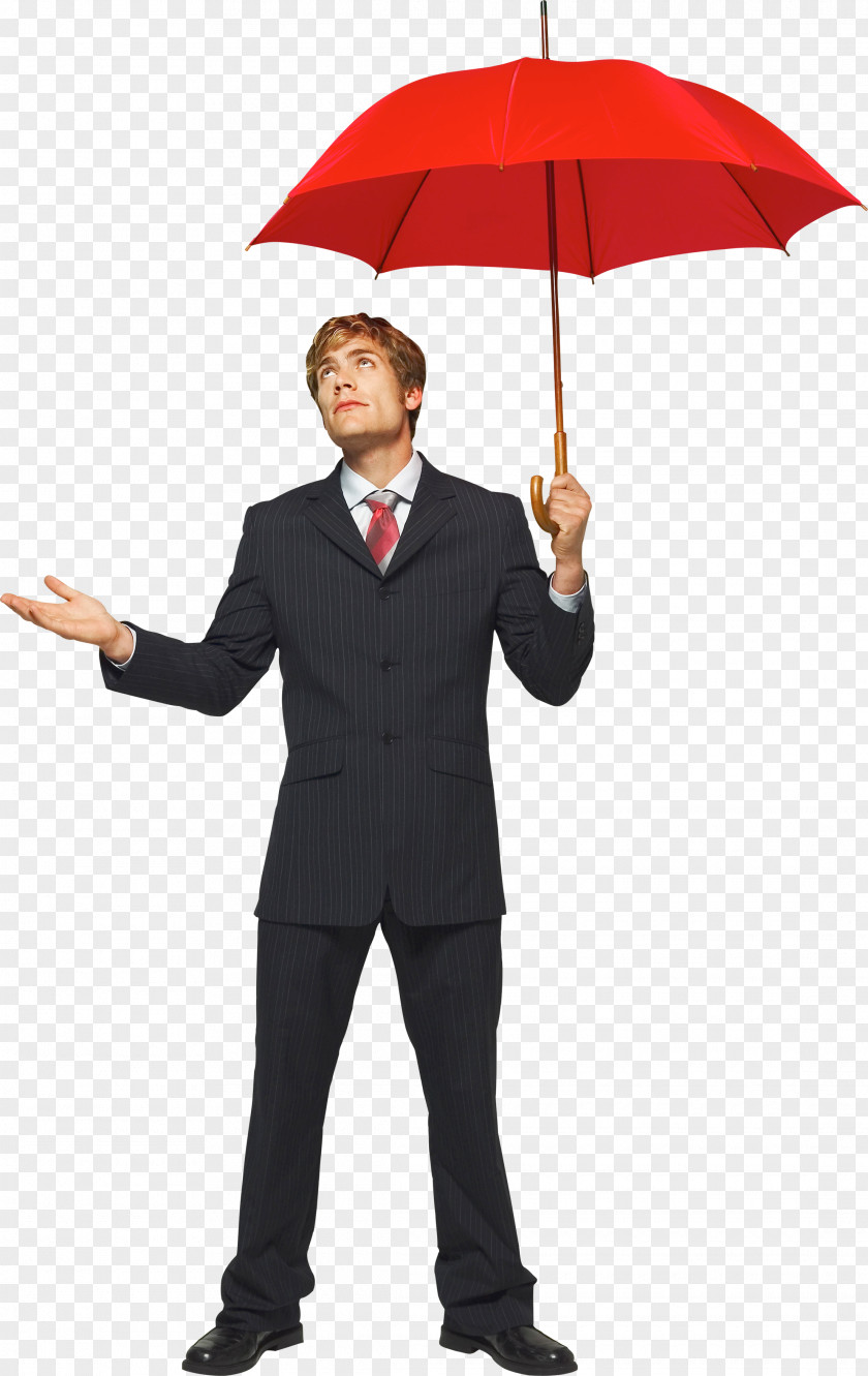 Businessman Image Umbrella Icon PNG