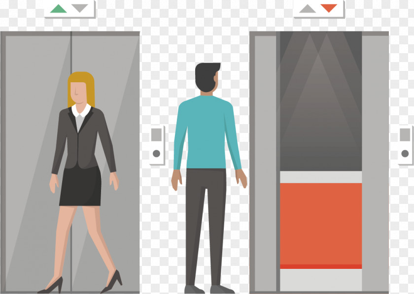 Elevator Men And Women Cartoon Icon PNG