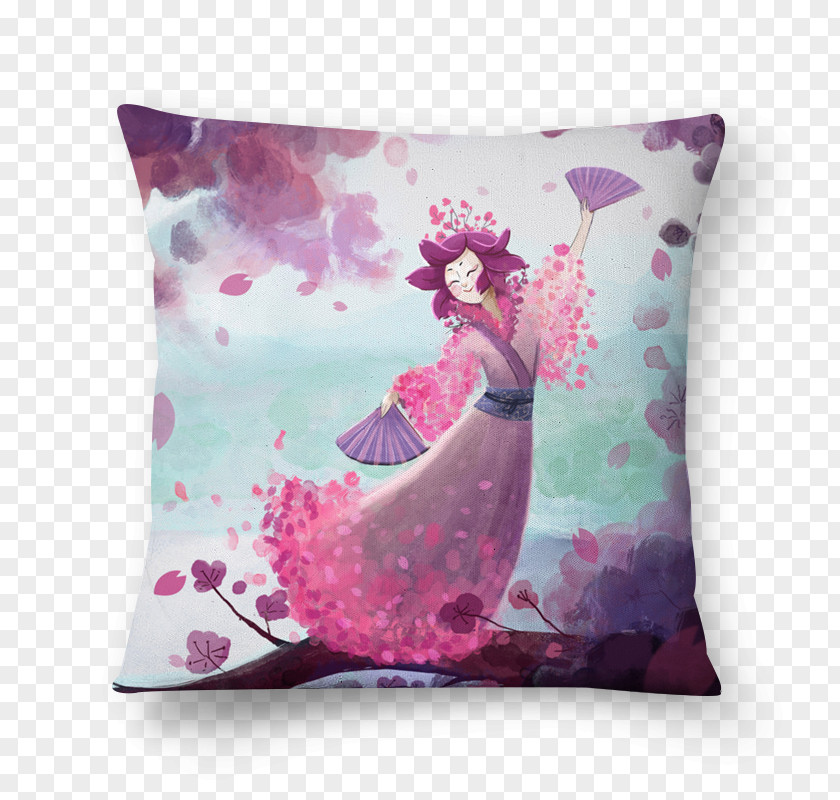 Cherry Blossom Cushion Paper Art Pillow PNG