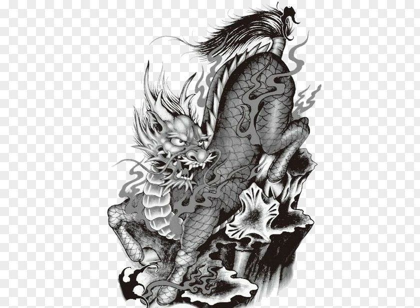 Black And White Unicorn Pattern Qilin Tattoo U7075u517d Brouillon PNG