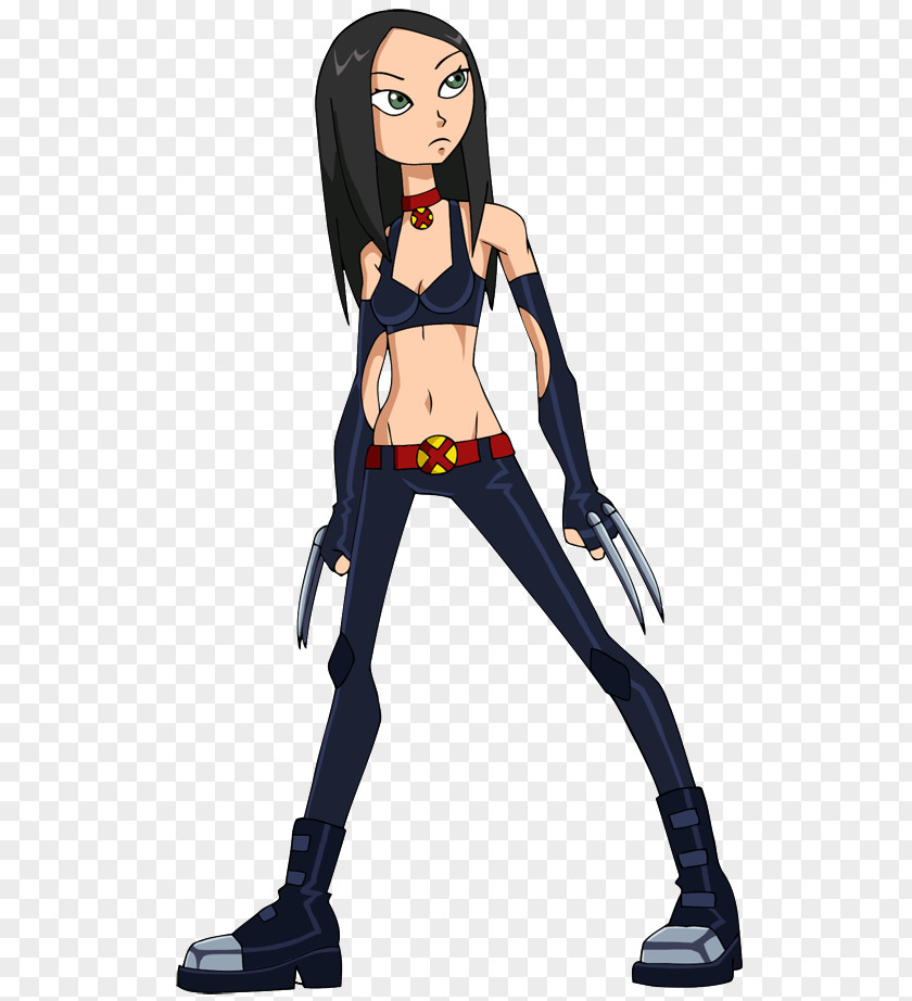 Laura Kinney Black Hair Cartoon Figurine Character PNG