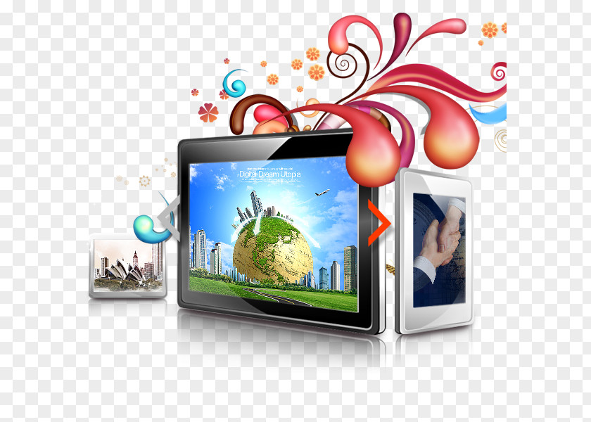 Tablet Creative Perspective Web Template Design World Wide Page PNG