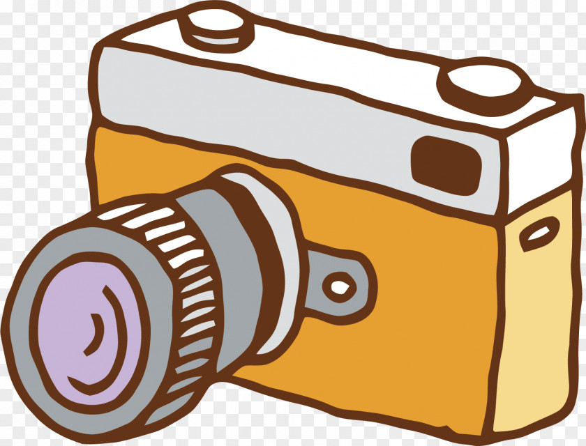 Vector Hand-painted Orange Camera Clip Art PNG