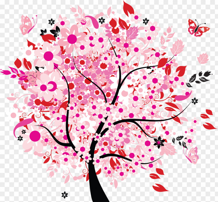 Cherry Blossom Watercolor Spring Tree Flower Clip Art PNG