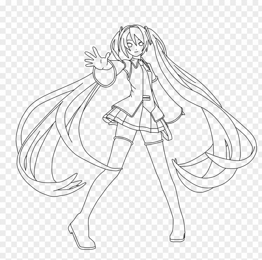 Line Art Hatsune Miku Vocaloid Drawing Coloring Book Megurine Luka PNG