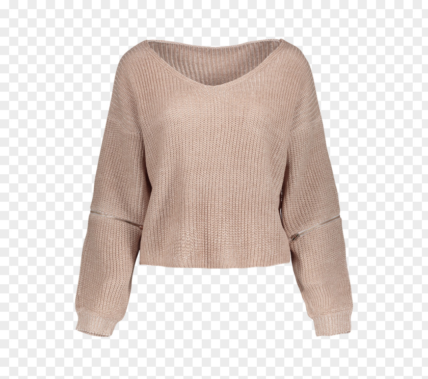 Zipper Sleeve Sweater Clothing Neckline PNG