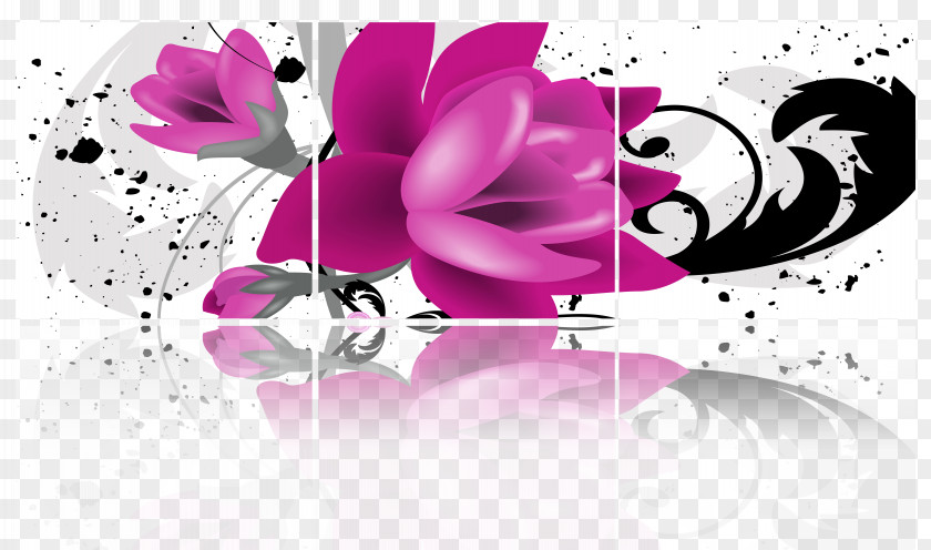 3D Effect Purple Floral Background Computer Graphics Wallpaper PNG