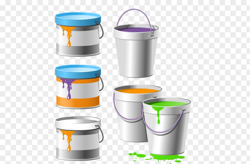 Colored Bucket Paint Roller Stock Illustration Royalty-free PNG