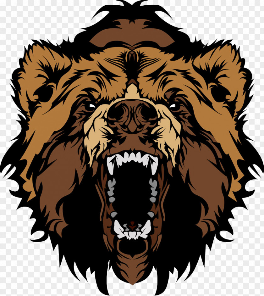 Roaring Bear Head Grizzly Clip Art PNG