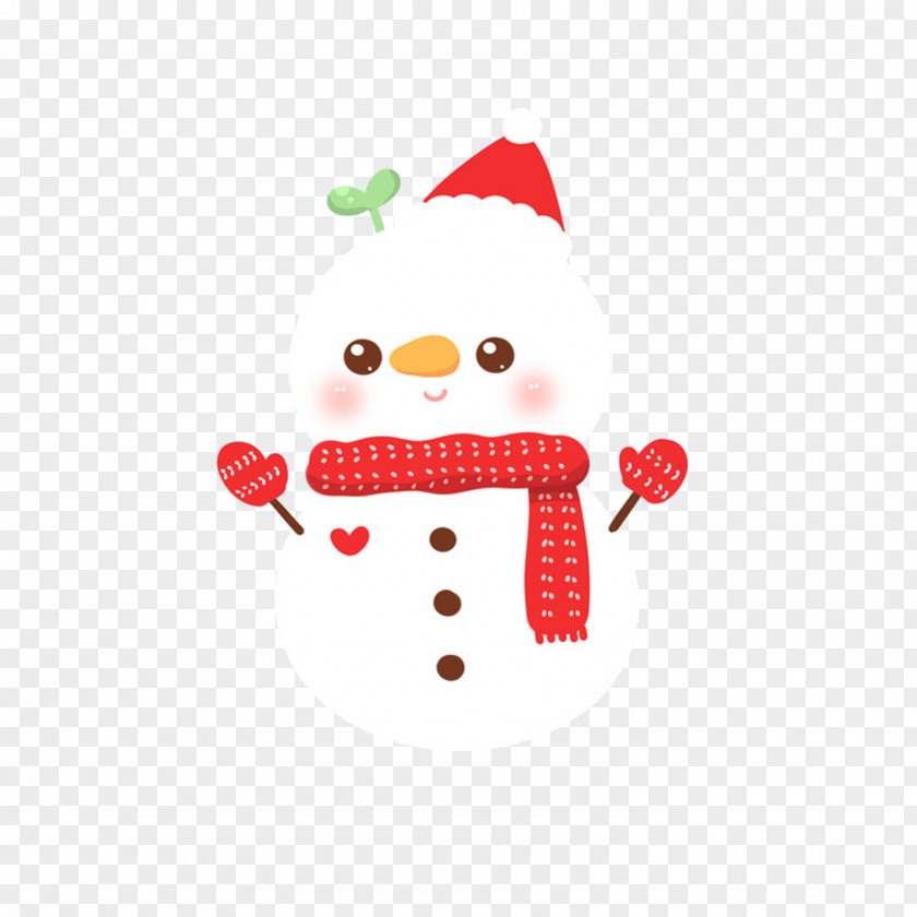 Christmas Snowman Wearing Scarf PNG