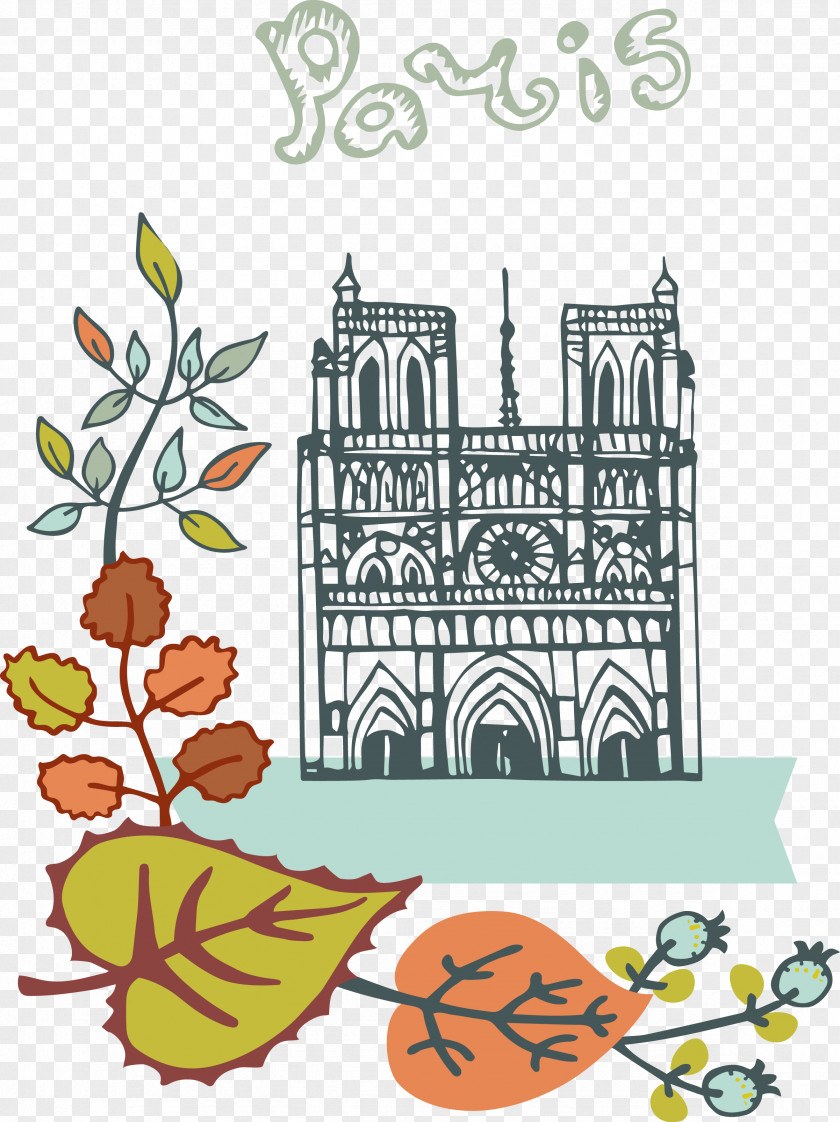 Hand-painted Paris Building Eiffel Tower Sacrxe9-Cu0153ur, Architecture PNG